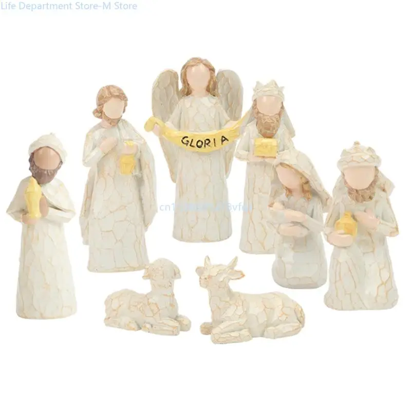 Christmas Crib Figurines Miniatures Ornament Church Gift Home Decorations