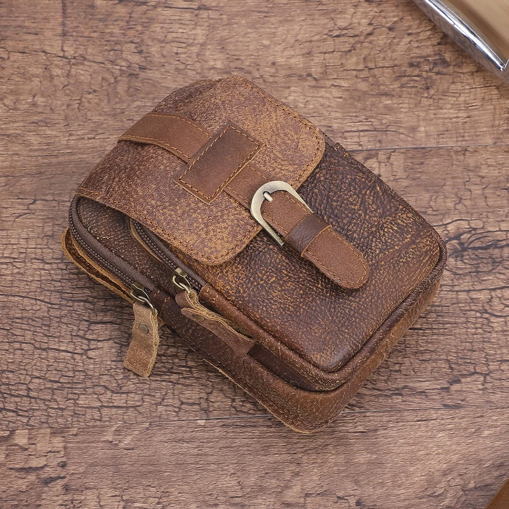 

Genuine Leather Vintage Men Waist Bag Small Travel Belt Bag Male Handbag Cowhide Design Waist Pack Phone Bag Outdoor Quality