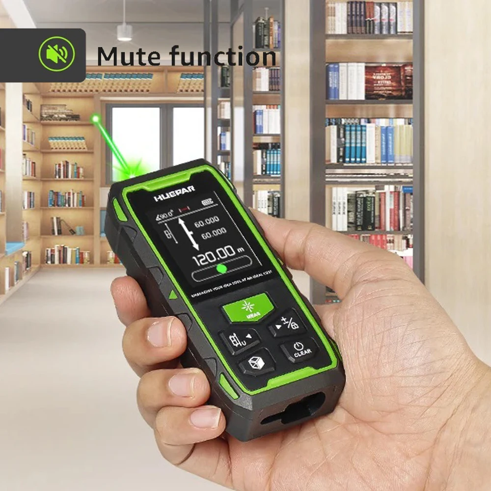 Peiqi Huepar Dual L Rangefinder Green Beam L Meter 120M/200M أداة قياس وحدة متعددة مع شاشة LCD بإضاءة خلفية وUSB #5