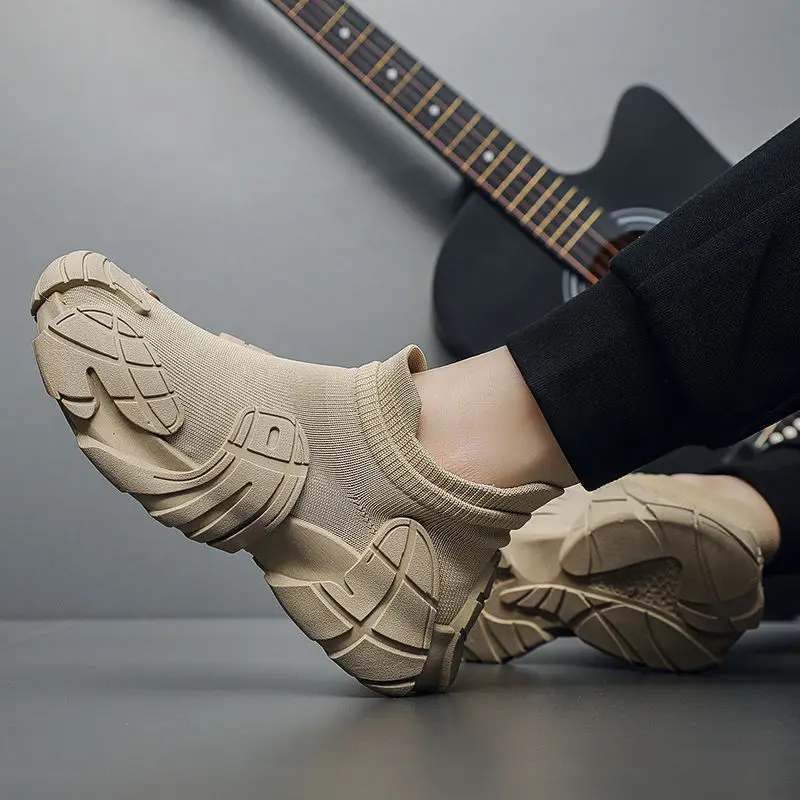 

Мужские повседневные кроссовки вязаные цвета хаки, стильные оригинальные предложения, модные летние бренды, спортивная легкая спортивная обувь для мужчин