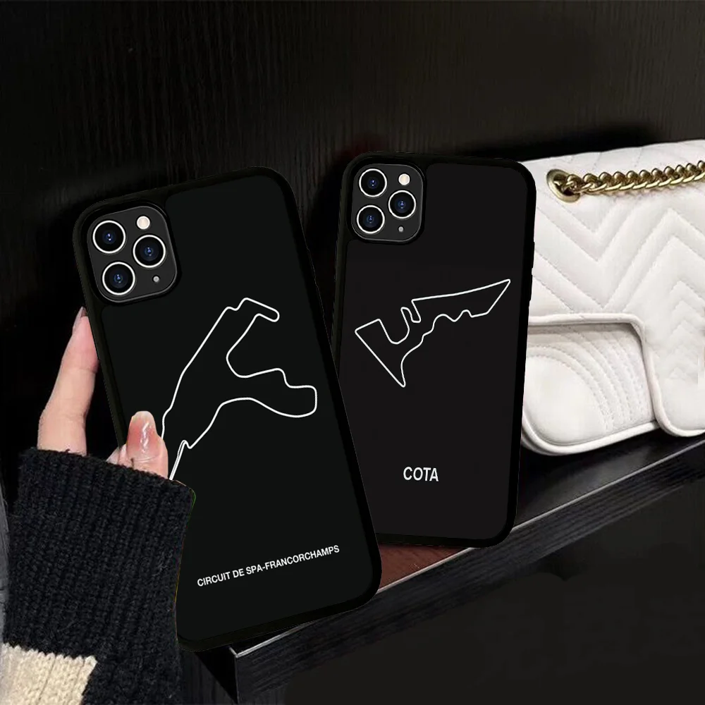 F1 Race Track map Phone Case Silicone PC+TPU For For iPhone  11 12 13 14 15 16 Plus Pro Max Cover