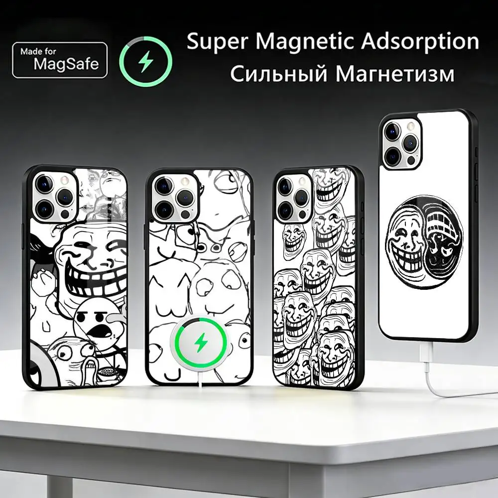 Funny meme T-Trollface Phone Case For iPhone17,16,15,14,13,12,11 Plus,Pro Max For Magsafe Wireless Charging