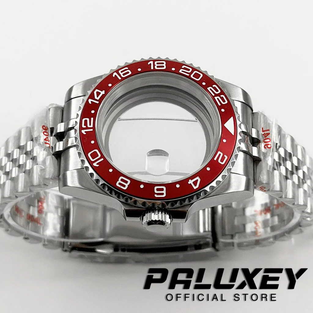 NH35 40mm 다이버 방수 레드 GMT 베젤 NH34 NH35 NH36 NH38 ETA2824 무브먼트 사파이어 시계 케이스 글라이드 잠금 걸쇠