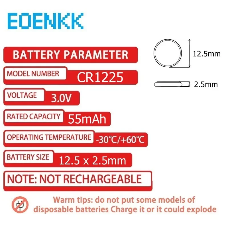 200PCS CR1225 CR 1225 3V Lithium Battery Button Coin Cell LM1225 BR1225 KCR1225 For Electronic Toy Watch Remote Control Scale