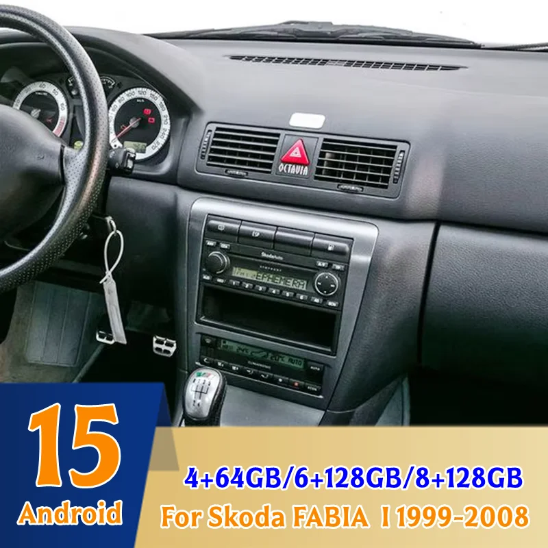 

7" 4+64GB Car Radio For Skoda FABIA I 1999-2008 CarPlay Android 15 Auto FM GPS Navi Head Unit Reversing Image