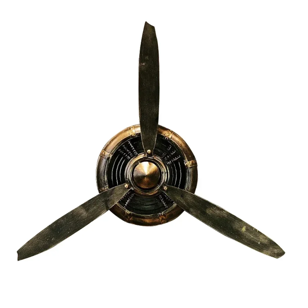 Aircraft Decorative Metal Propeller Retro Wrought Iron Wall Clock Propeller Wall Decoration Wall Hanging Clock Propeller