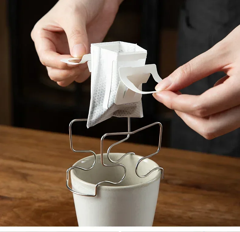 1x Coffee Filter Holder Portable Reusable Outdoor Tea Filters Dripper Baskets Disposable Ear Drip Paper Bag Shelf Japanese Style