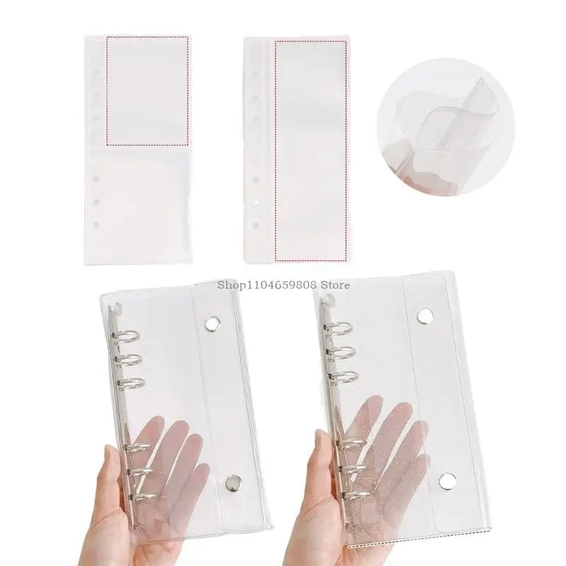 10Pieces 6 Hole Punched Pocket OR 6 Rings PVC Card Folder Covers for Photocard