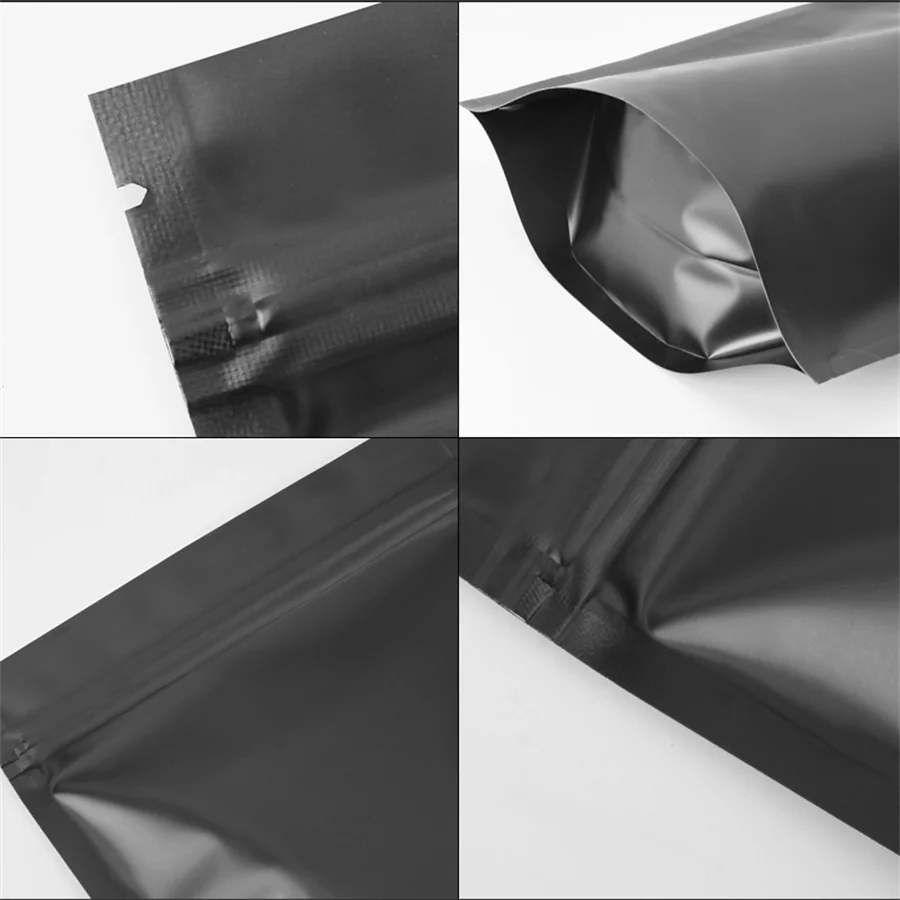 50/100PCS Matte Black Stand Up Zipper Pouches, Resealable Foil Storage Bags for Coffee Beans, Spices, Cosmetics ，Food Packing