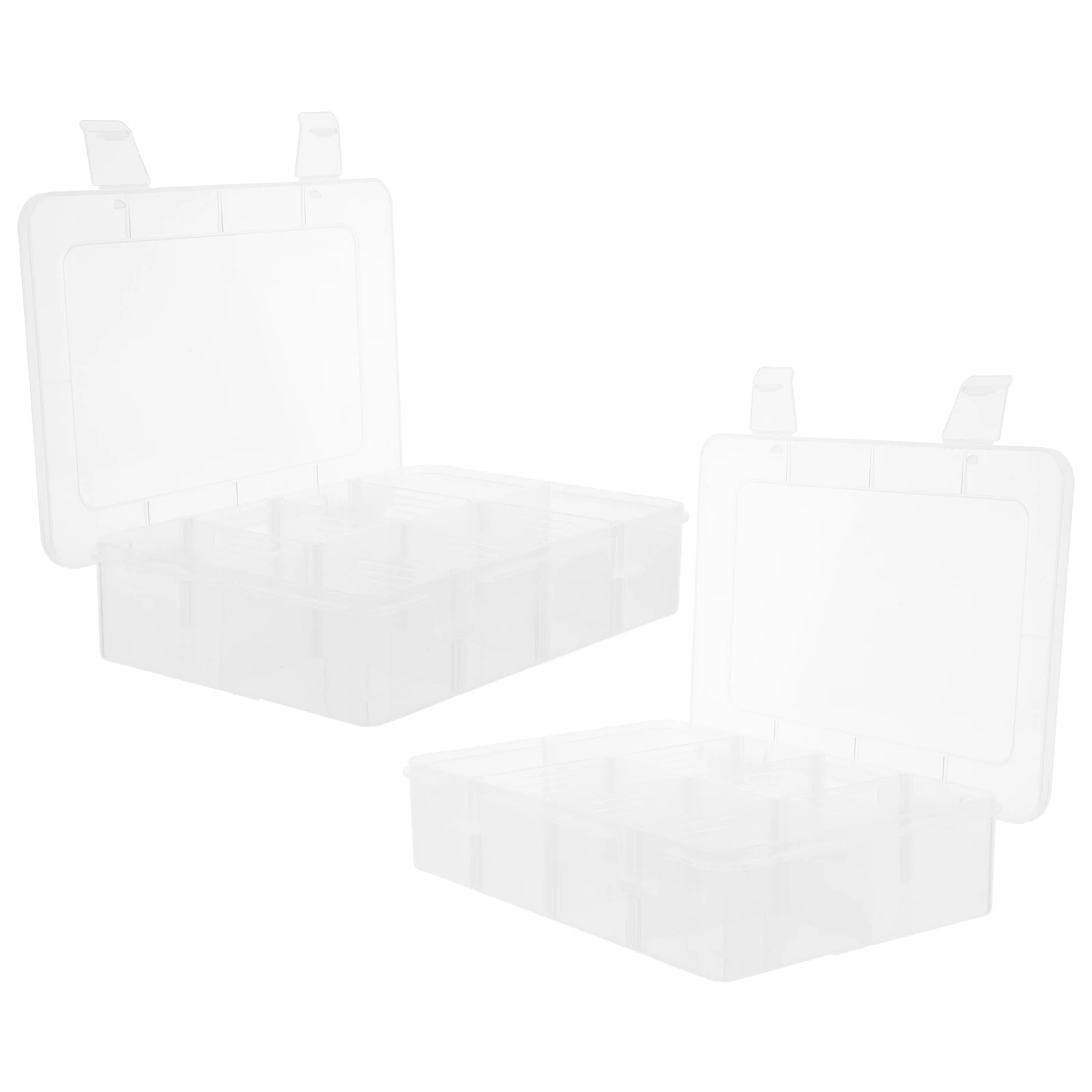 

2pcs Multi Compartment Storage Box Transparent Mini Organizer Plastic Bead Case Candy Container Detachable Structure Sturdy