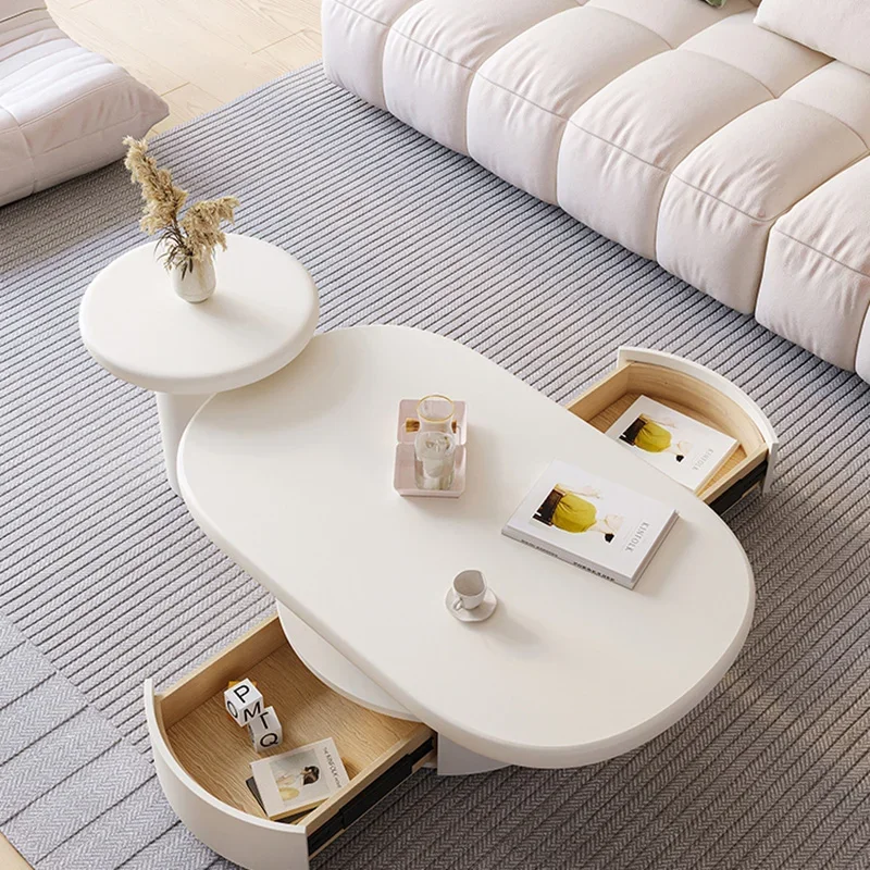 Minimalist Oval Coffee Tables Luxury White Premium Bedroom Coffee Tables Modern Design Stolik Kawowy Furniture Living Room