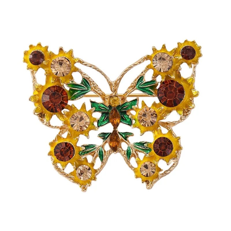 Natural enamel brooch, sunflower butterfly, whale, and gemstone butterfly personality pins, suitable for ocean and nature lovers view 6