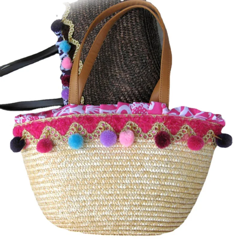 New Fashion Hydrangea Straw Braided Women\'s Shoulder Bag Bohemian Summer Beach Straw Bag Large Capacity Designer Female Handbag