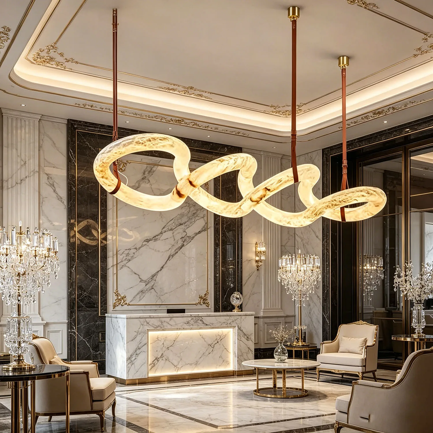 Dining Room Alabaster Chandelier Spanish Marble Ceiling Pendant Lights For Kitchen Living Room Loft Desiginer Marble Chandeliers