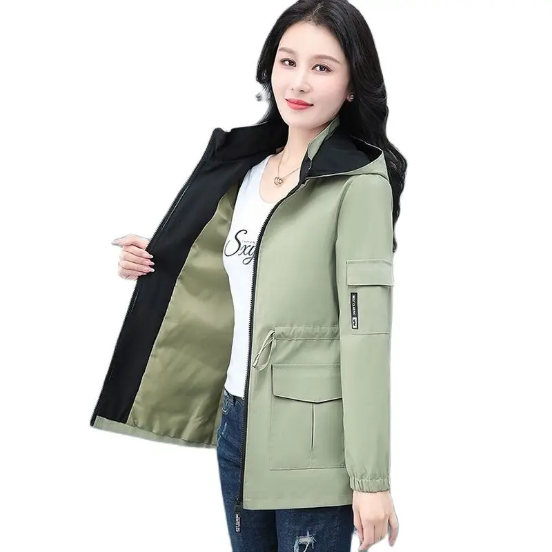 

New Women Double Layer Windbreaker Autumn Casual Slim Coat Fashion Zipper Hooded Trench Coat For Women Outerwear Gabardina Mujer