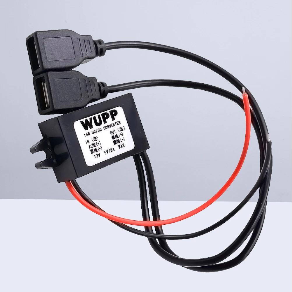 

DC 12V to 5V Power Supply Converter Car Vehicle Dual USB Female Ports Cable 30cm Length Non Isolated Module