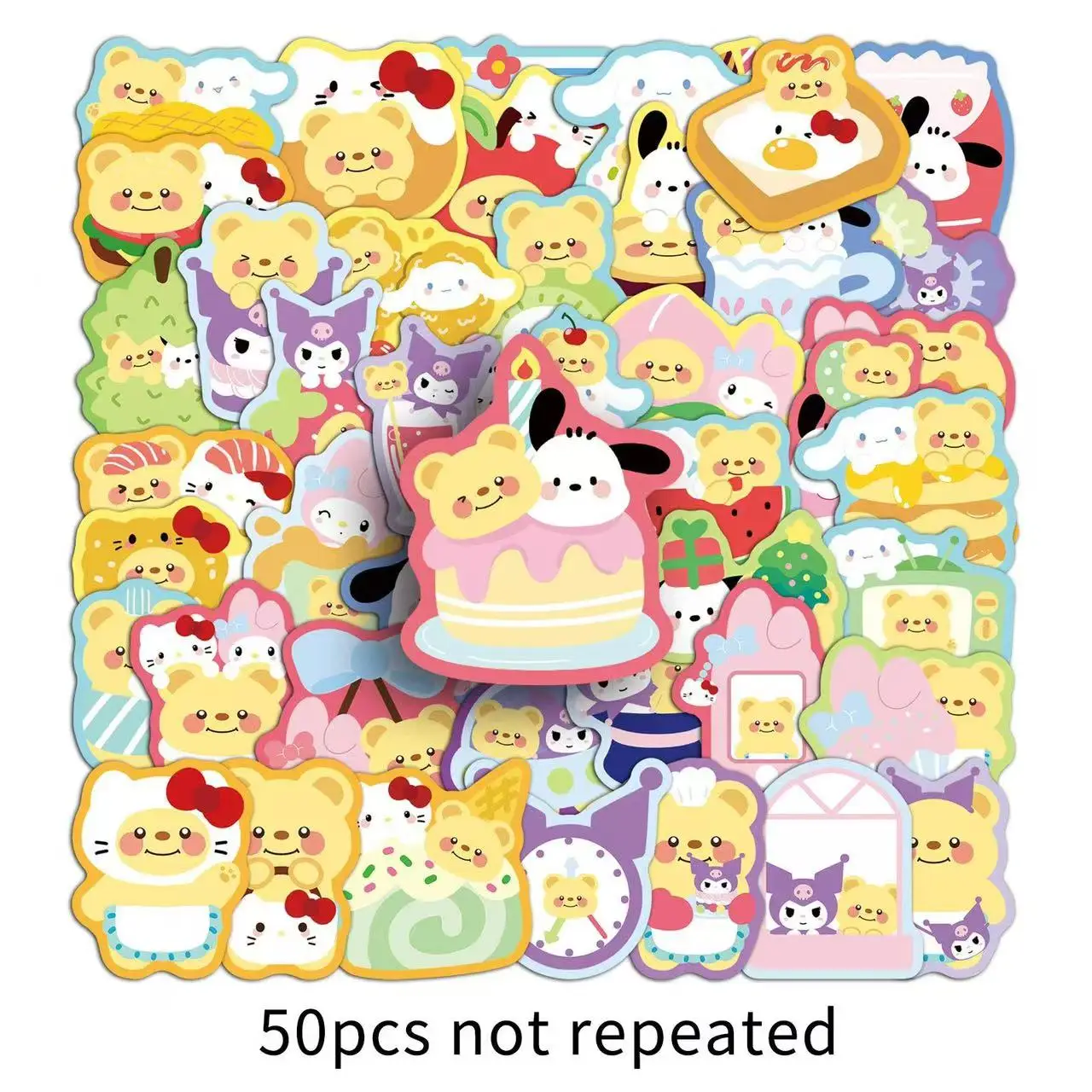 

10/50pcs Sanrio and Butter Bear Cartoon Cute Graffiti Stickers Children's DIY Toy Decoration Decals Christmas Gifts