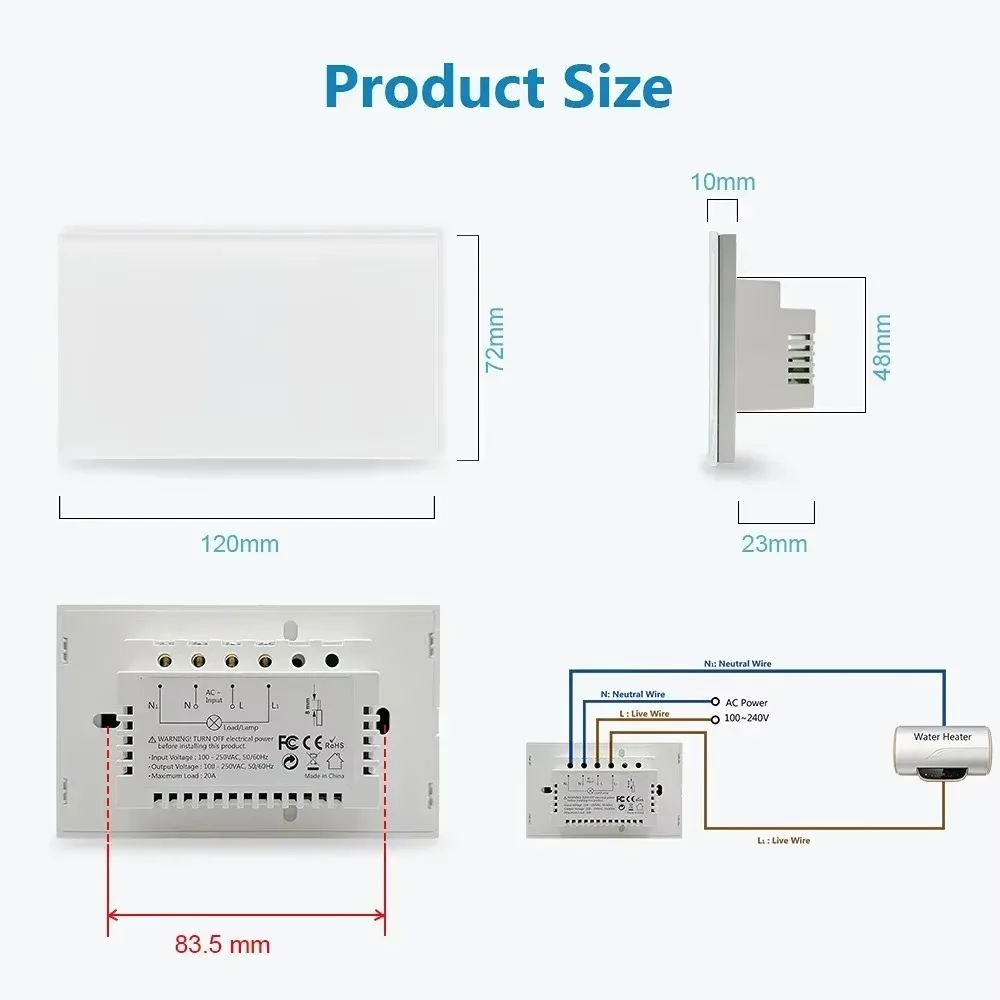 Tuya WiFi Boiler Water Heater Israel Switch Smart Life Socket 40A Timer Schedule Voice Control Google Home App Alexa Echo Dot - Image 2