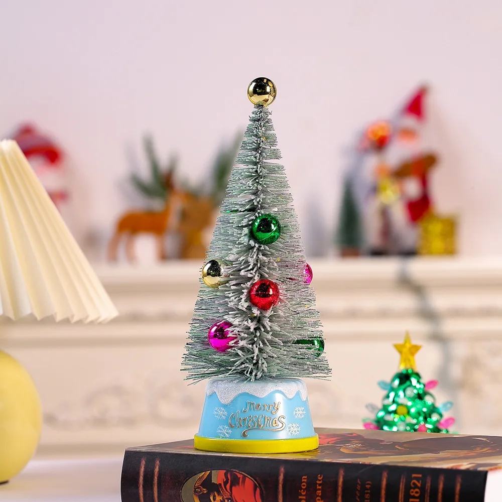 Christmas decorations mini Christmas tree cedar tree illuminated Christmas tree tabletop scene decoration ornaments