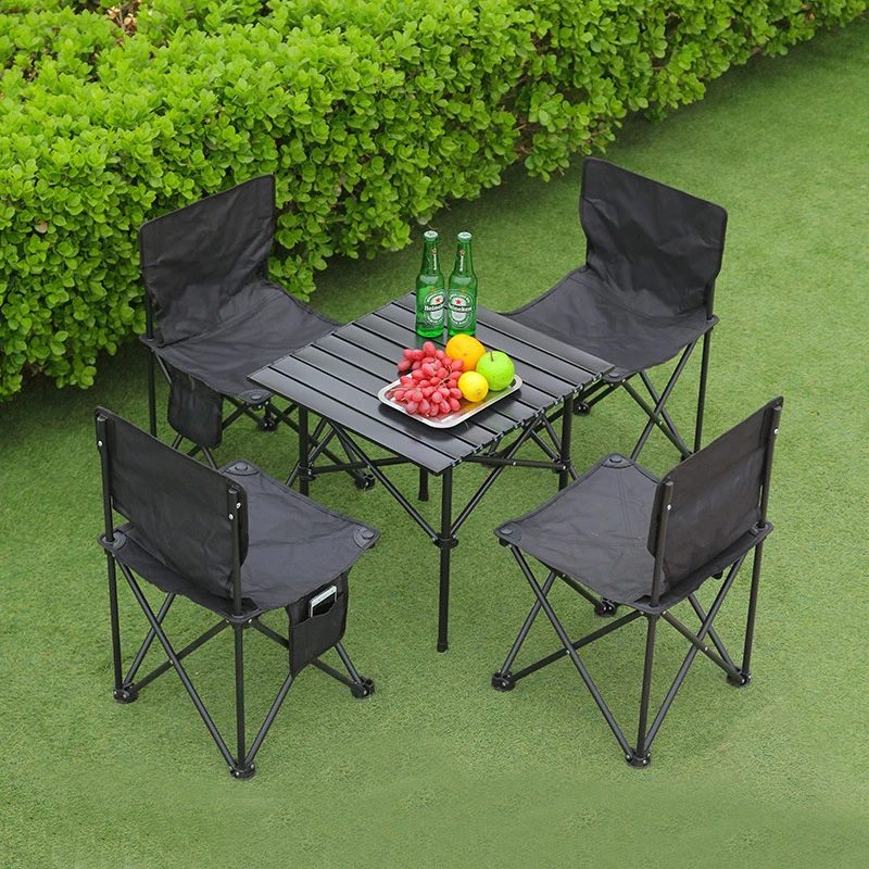 custom.Oxford Outdoor Folding Table Roll Picnic Fishing Chair Ultralight Full Set Desk and Chair Camping
