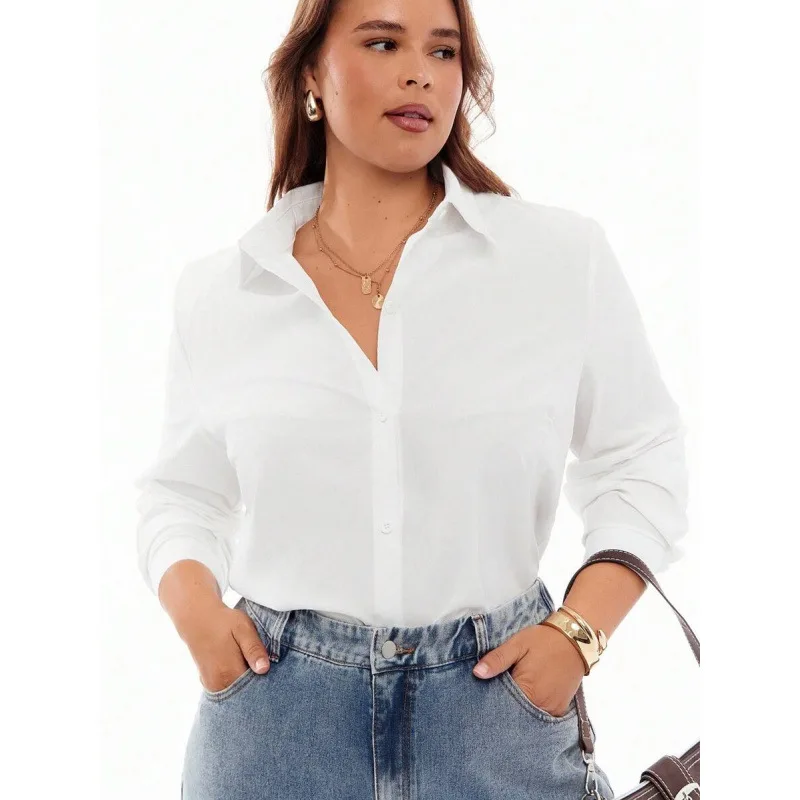 

Женская рубашка с V-образным вырезом, повседневная, модная, унисекс, весенне-осенняя, хлопковая, с рукавами-воланами, удобная посадка, универсальный стиль