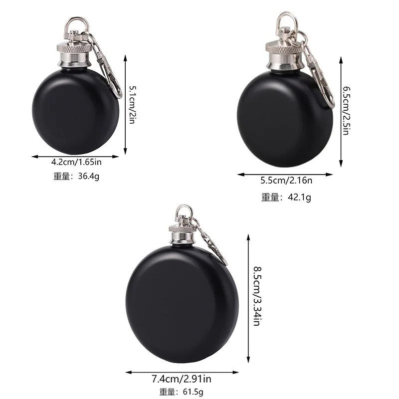 304 Stainless Steel Round Hip Flask Classic Circular Liquor Bottle Portable Metal Drinkware for Camping Travel Outdoor Adventure