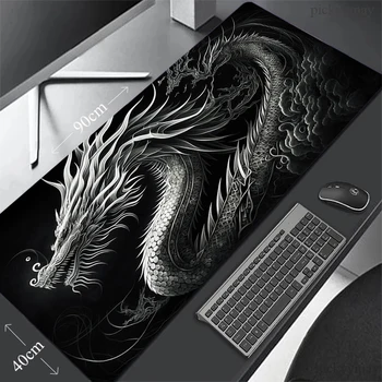 Large Black Desk Mat Soft Computer Desk Pad Dragon Mouse Pad Gaming Mousepad Gamer Mouse Mat Waterproof