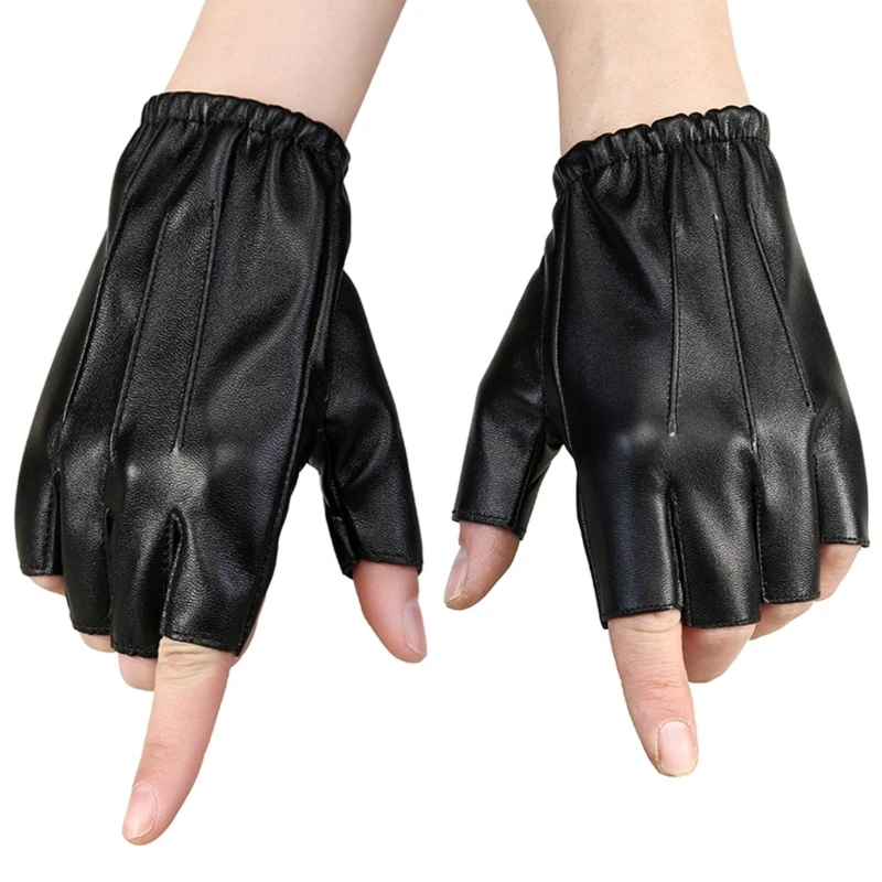 

Fingerless Faux Leathers Gloves, Driving Gloves Outdoor Sports Cosplay Costume Half Finger Glove for Women Men Teens Dropship