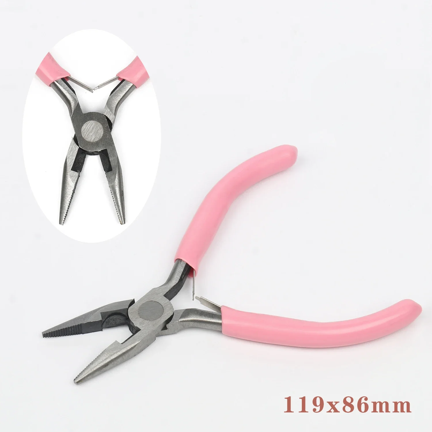 5-Zoll-tragbare Mini-Diagonalzangen-Sets aus rosa Metall, rund, gebogen, Nasenschneider, handgefertigt, Perlen für DIY-Schmuckherstellung