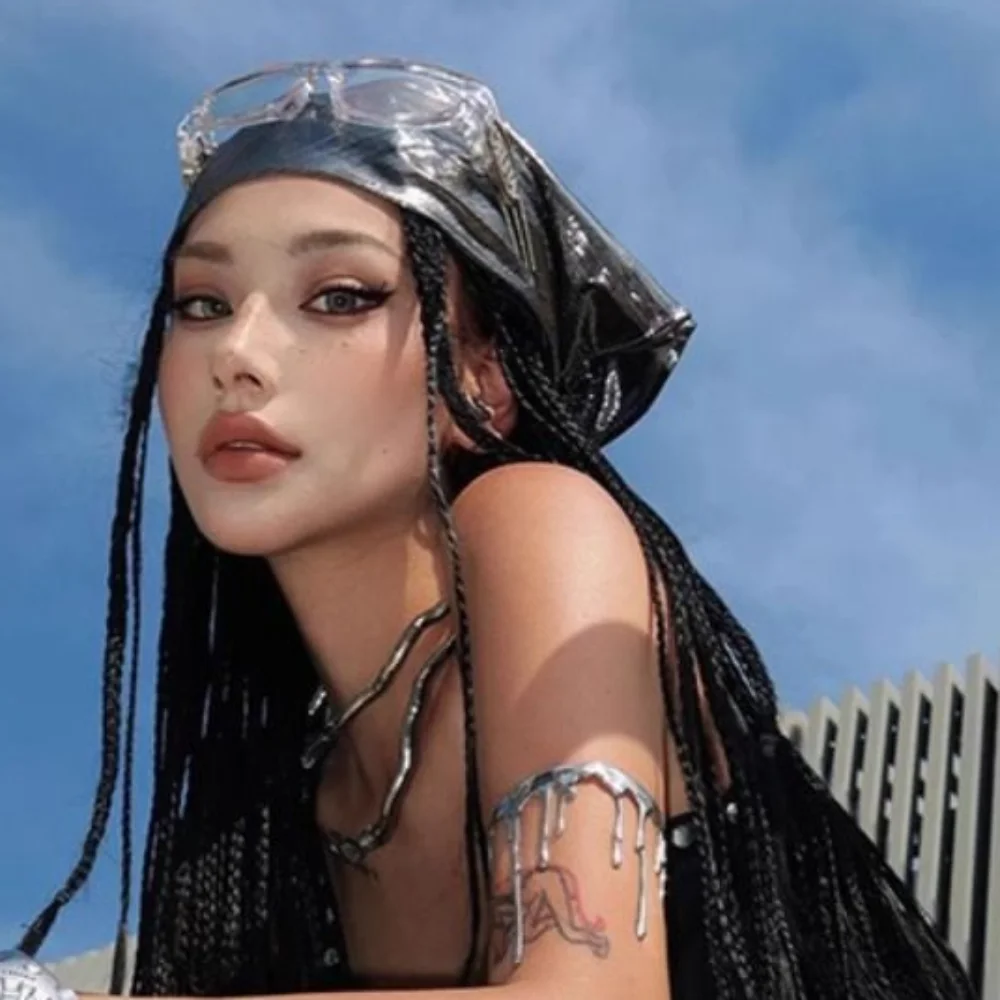 الرجعية الهيب هوب ليوبارد طباعة الشعر وشاح لينة مربع Y2k طباعة عمامة وشاح الصدر منديل الشرير باندانا عطلة