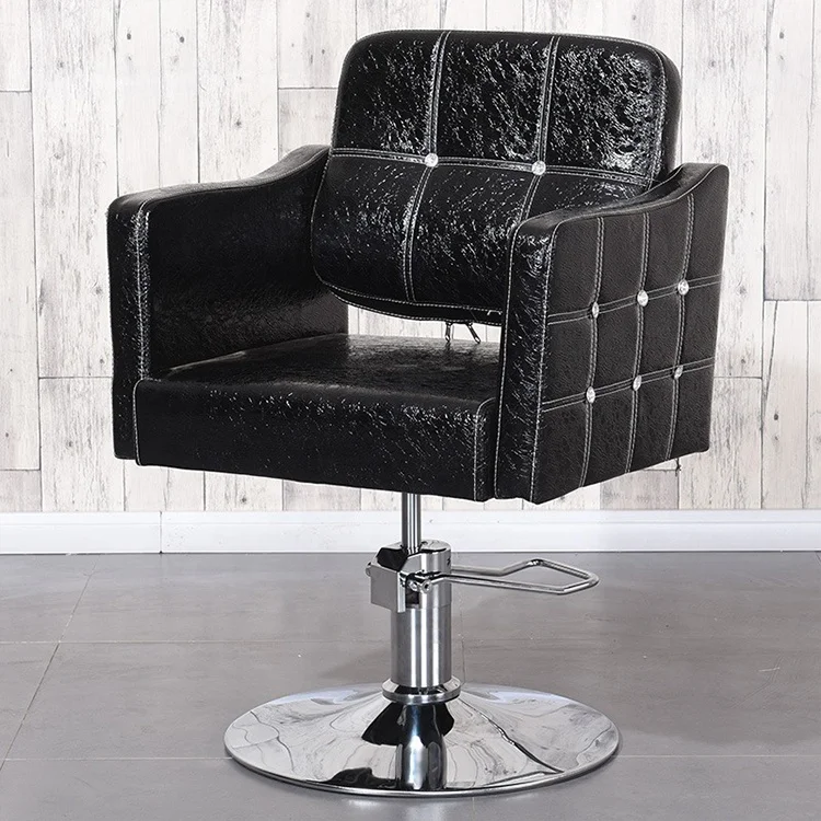 Cheap Price Beauty Salon Small Barber Chair Adjustable Height Rotatable Black Leather Hair Cut Chair