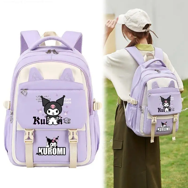 

Sanrio Student Spinal Protection Backpack Kuromi Cartoon High-Capacity Waterproof Fashion Schoolbag Kawaii New Stationery New