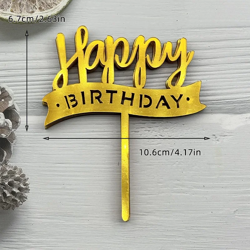 10 Stück Acryl-Kuchenaufsatz „Happy Birthday“, Rosa, Gold, Silber, für Kinder, Männer, Frauen, Babyparty, Party, Kuchendekoration, Geschenkzubehör – Detail 18