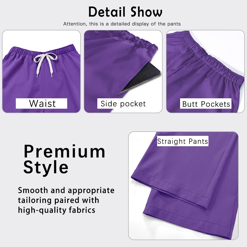 الدعك الزي الرسمي الرجال النساء الجمال السراويل المستقيمة مجموعة الجملة الملابس الجراحية الطبية ممرضة الملحقات عيادة الأسنان عمال