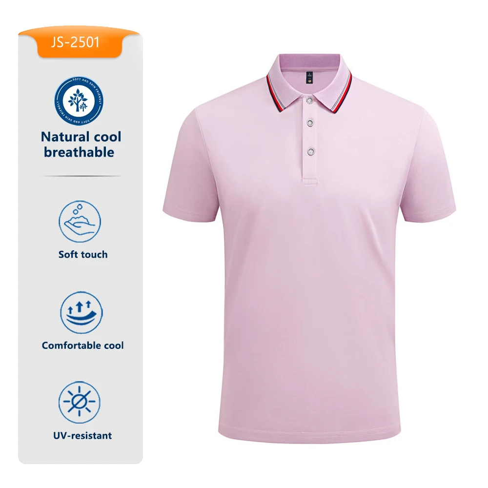 

Business Casual Polo Shirt Men Women Short Sleeve Tee Slim Striped Collar Breathable Cotton Summer Office Wear Sportswear Top