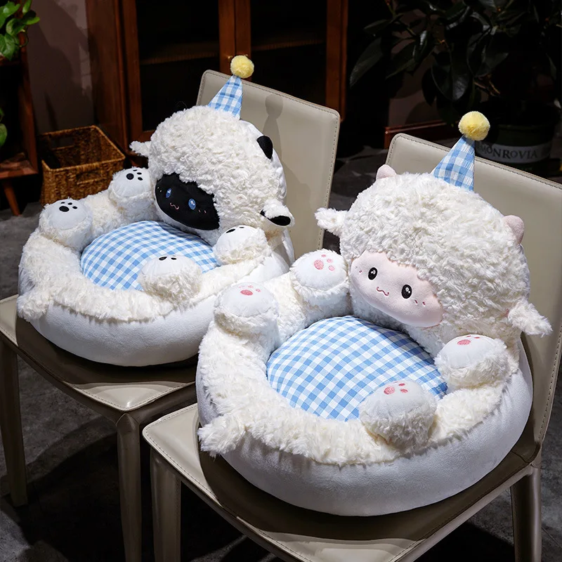 Cartoon Belly Flipping Lamb Futon,Waist Protection Cushion, Lazy Person Backrest Integrated Tatami,Bay Window Reading Small Sofa