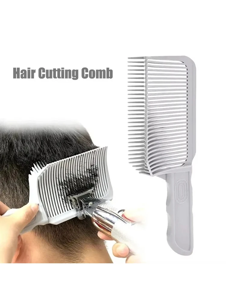 Men's Long Handle Fade Hair Comb, Grey Oil Head Caliper Styling Comb, Professional Barber & Household Haircut Tool