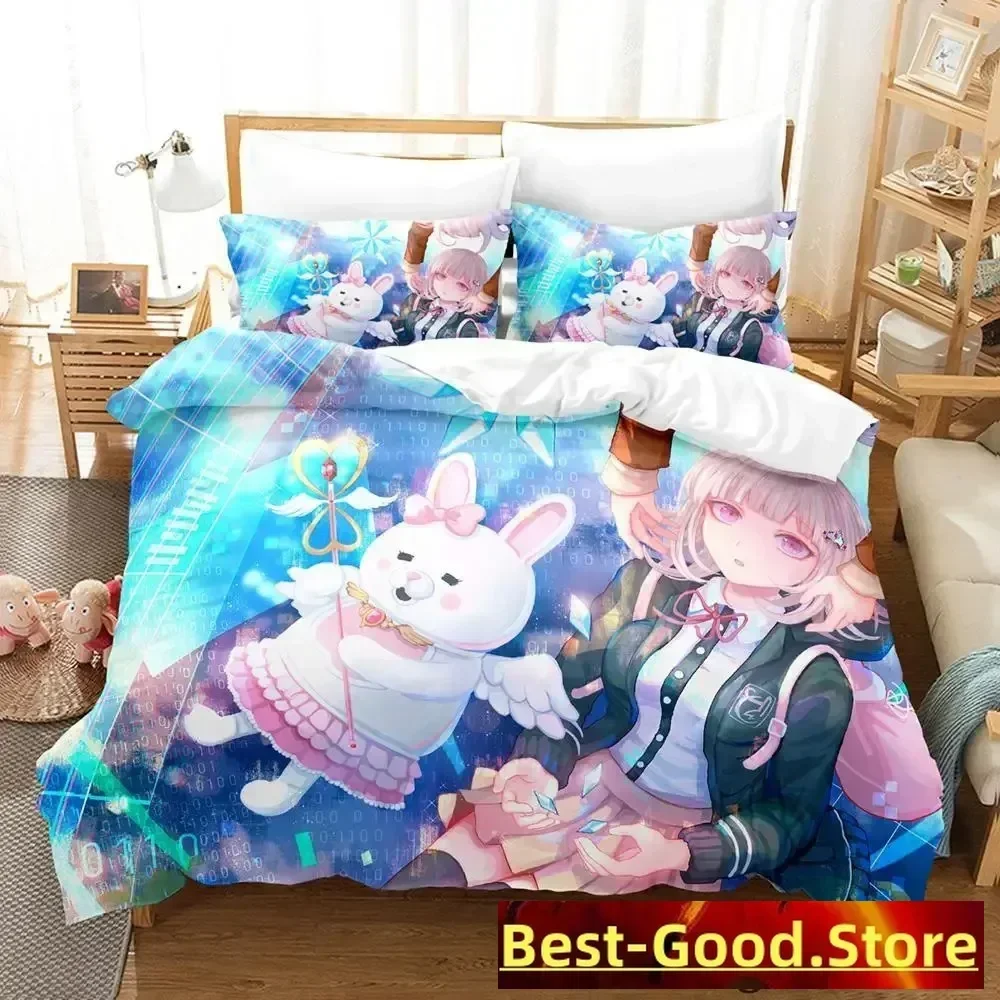 

Danganronpa V3 Bedding Set Cartoon Anime three-piece set Adult Kid Bedroom Duvetcover Sets Kawaii Girls comforter bedding sets