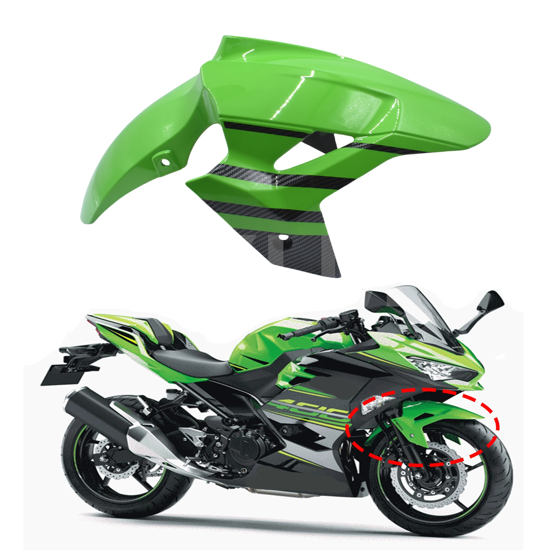 

Переднее крыло из углеродного волокна АБС-пластика для KAWASAKI Ninja 400 2018 2019 2020 2021 2022 2023 аксессуары