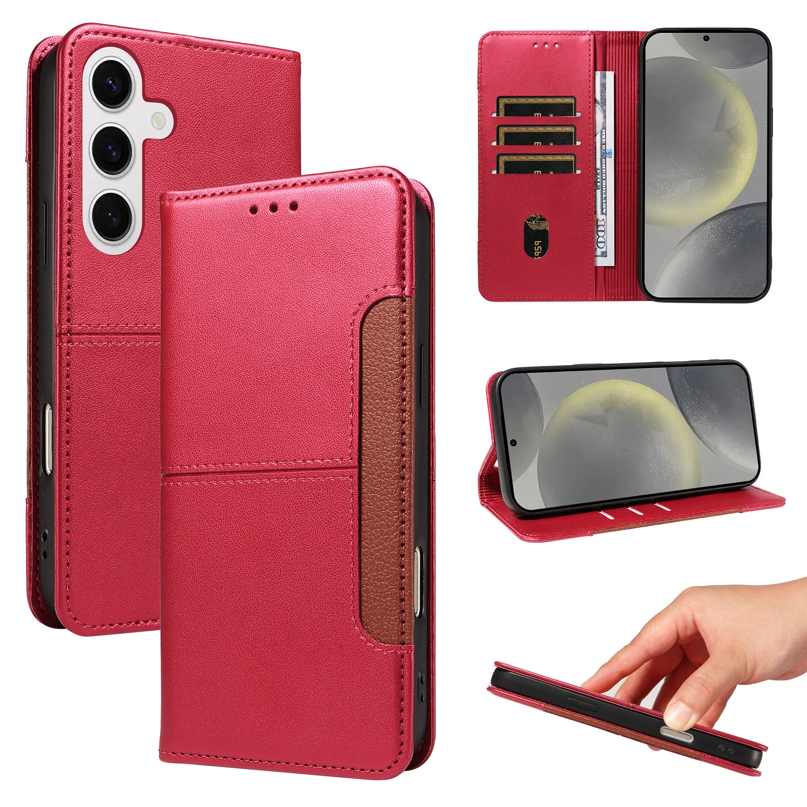 Magnetische Flip-Hülle Schutzhülle für Samsung A57/A56/A55/A17/A16/A15 Anti-RFID-Interferenz Handyhülle Multi-Kartenfach Brieftaschen-Stil Kunstleder Schutzhülle – Detail 2