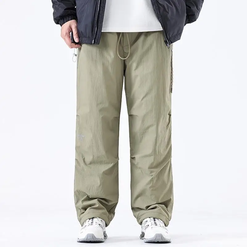 

Men's Winter down Pants Loose Fit Skiing Warm Workwear Outerwear Hooded Straight Leg Trousers Youth Faion Casual Pants