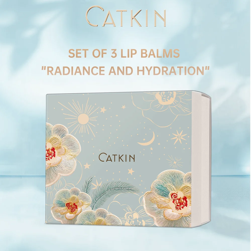CATKIN Glossy Lip Balm Lipstick 3PCS Set With Exquisite Gift Box 12H Hydrating Mirror Shine Lip Stick Moisturize Repair Soothe
