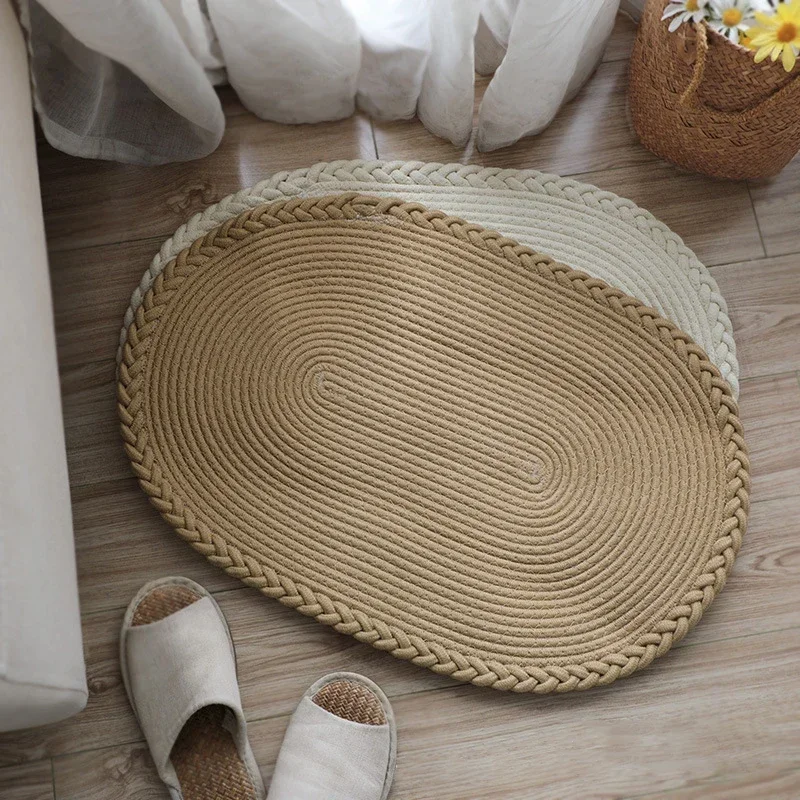 Home Decoration 65*45cm Simple Style 100% Jute Mat Rug Doormat Handmade Carpet Floor Mat Non-slip Eco-friendly Rug Cushion