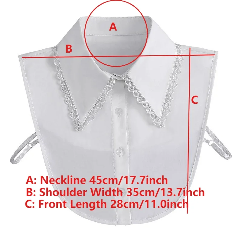 Woman White Lapel Fake Collar Vintage Detachable Shirt Collar for Women Blouse Sweater False Collar Lapel Top Neckwear Ties