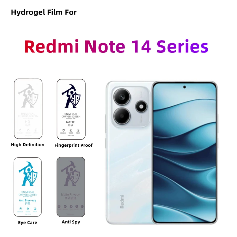 

2 шт. матовая гидрогелевая пленка для Redmi Note 14 4G/5G HD защитная пленка для экрана для Redmi Note 14pro/14pro + уход за глазами антишпион матовая защита