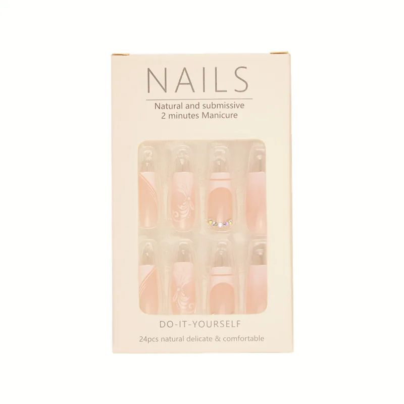 

Wear nail pads Medium and long white pattern colored diamonds Naked nail pads Nail patches