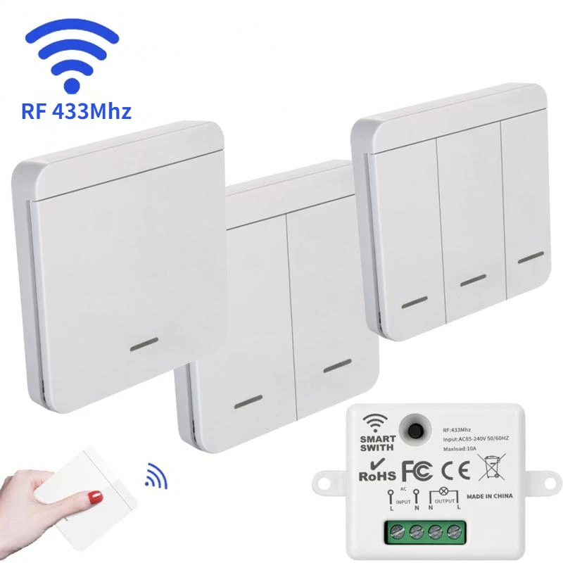 Interruttore a parete intelligente Wireless RF 433Mhz interruttore luce interruttore telecomando 86 ricevitore pannello per lampada decorazione