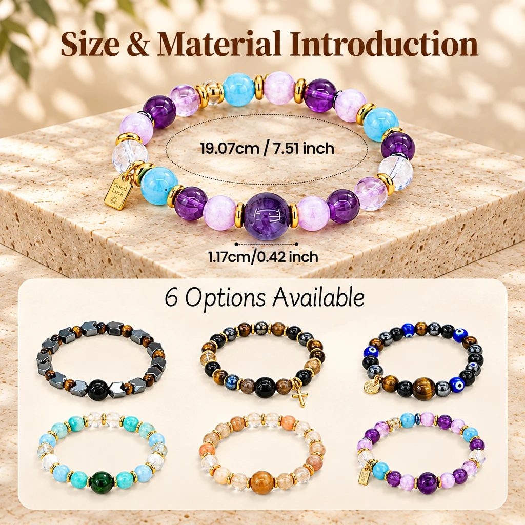 Smart NFC Crystal Bracelet Natural Polished Gemstone Beaded Fashion Accessory Custom Digital Space No App Needed