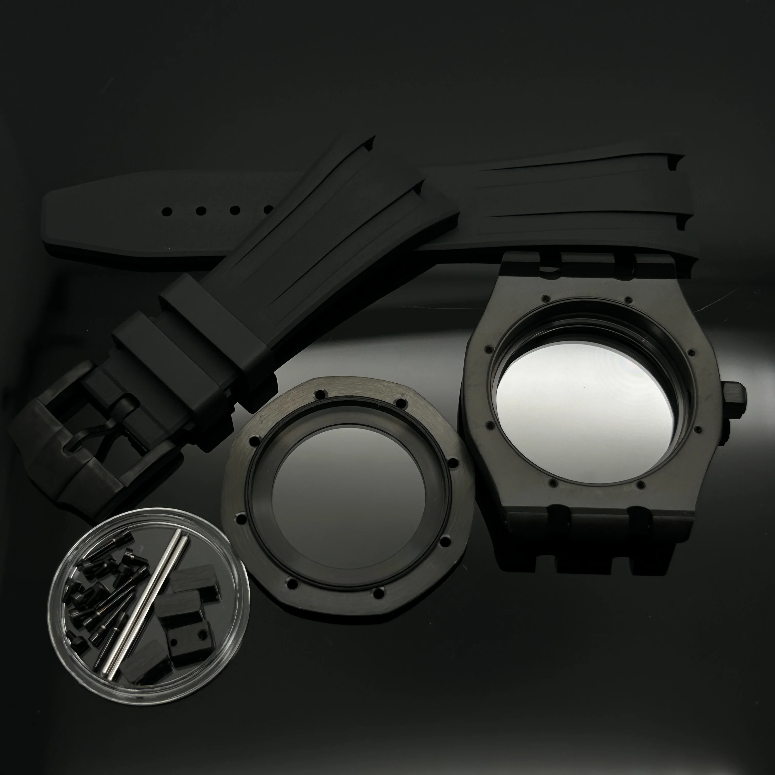 41MM Silver Black Gold Case Silicone Strap Buckle Fits Seiko NH35 NH36 NH70 Movement Automatic Watch for 31.8mm Dial Hands view 4