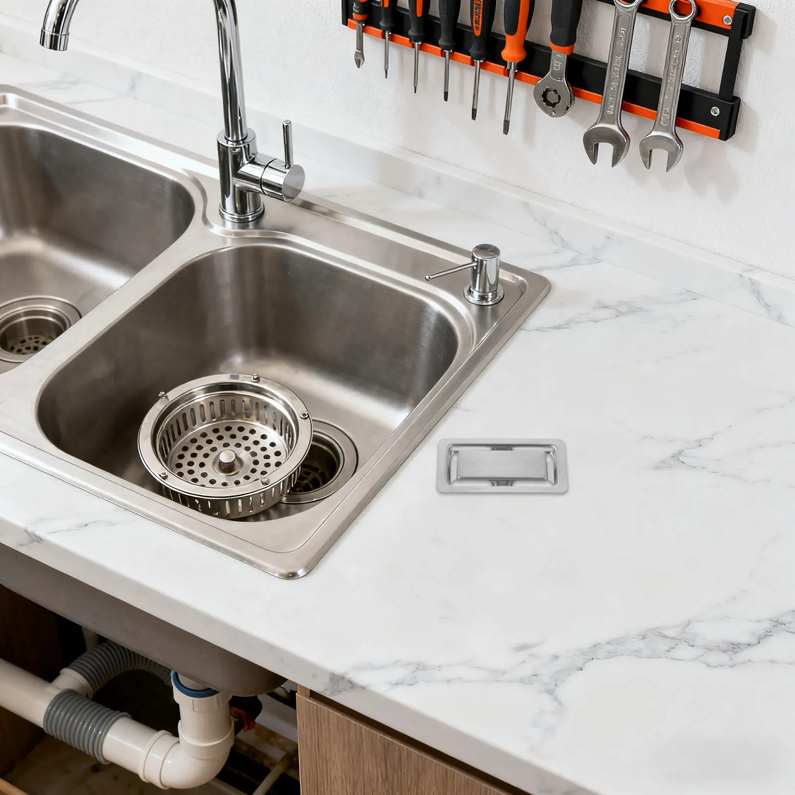 

Rectangle Kitchen Sink Hole Cap Overflow Cover Plate Bathroom Basin Trim Drain Ring Plug Wash Basin Overflow Insert Decorative